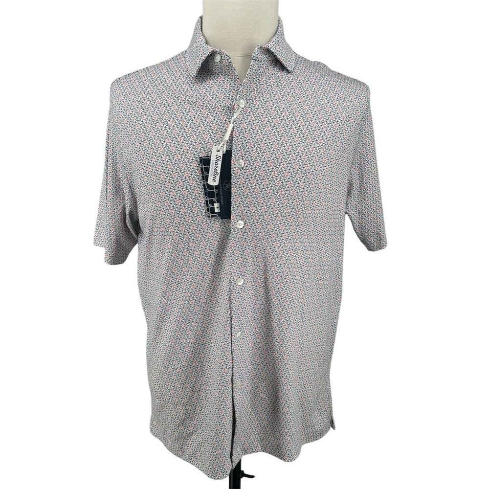 NEW Hart Schaffner‎ Marx Men's MEDIUM Anchor Short Sleeve Sportshirt Shoreline